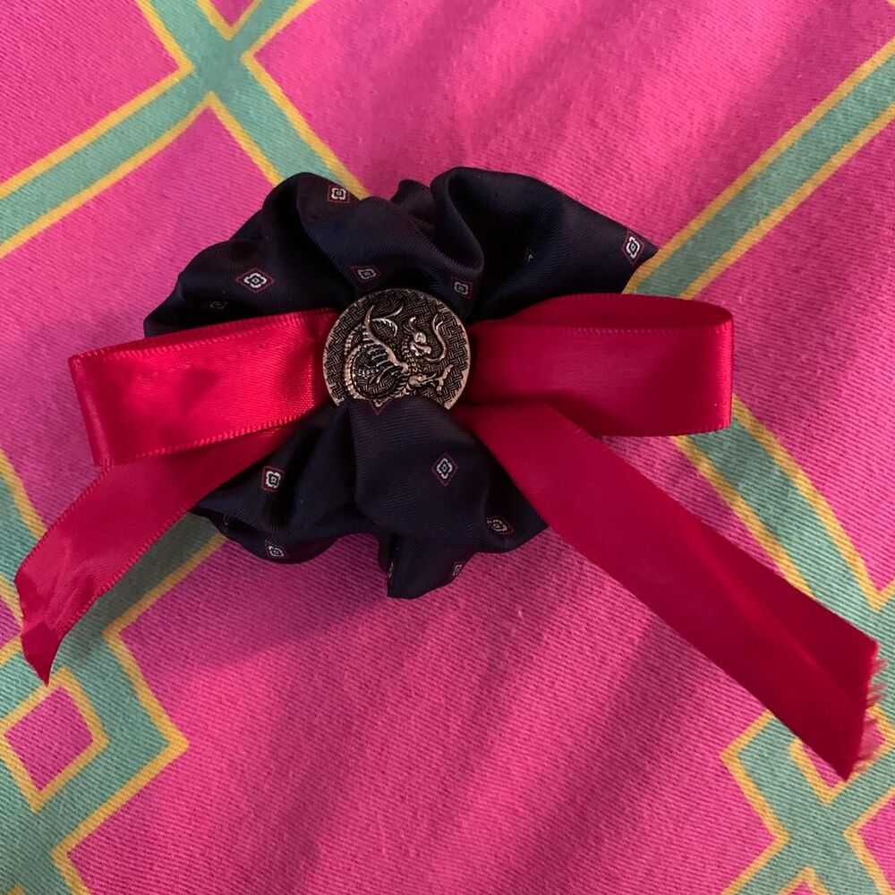 Vintage Recycled Dragon Brooch with Red Ribbon - Picture 2 of 3